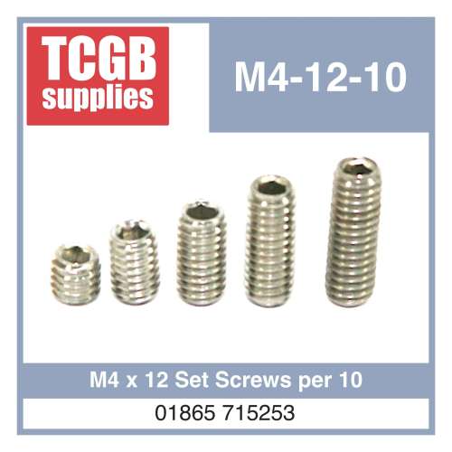 Stainless Steel Set Screw M4 x 12 Per 10
